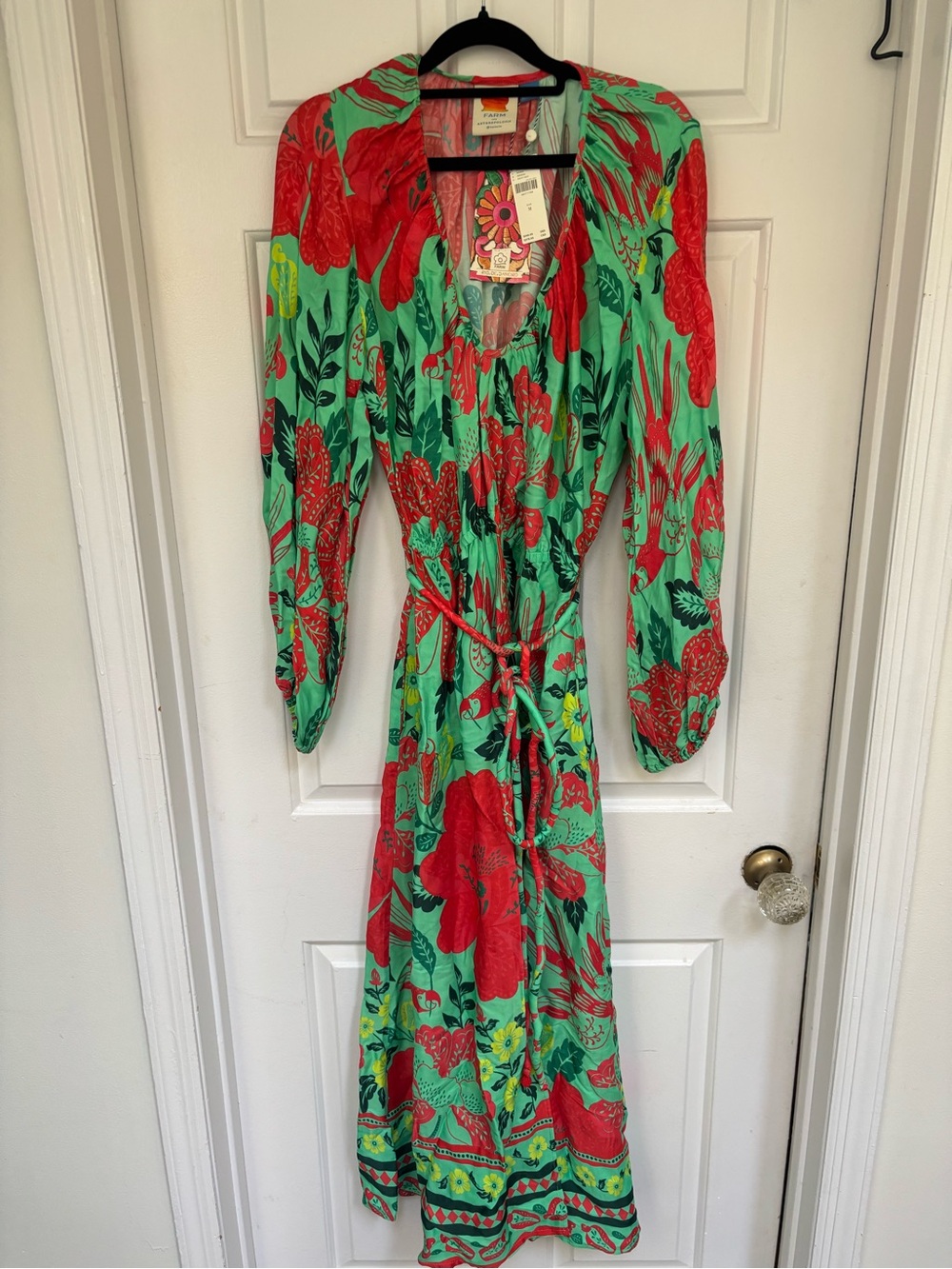 NWT retail $248 size M #Anthropologie,#FarmRio. Poppy Print Maxi Dress. - Picture 5 of 8